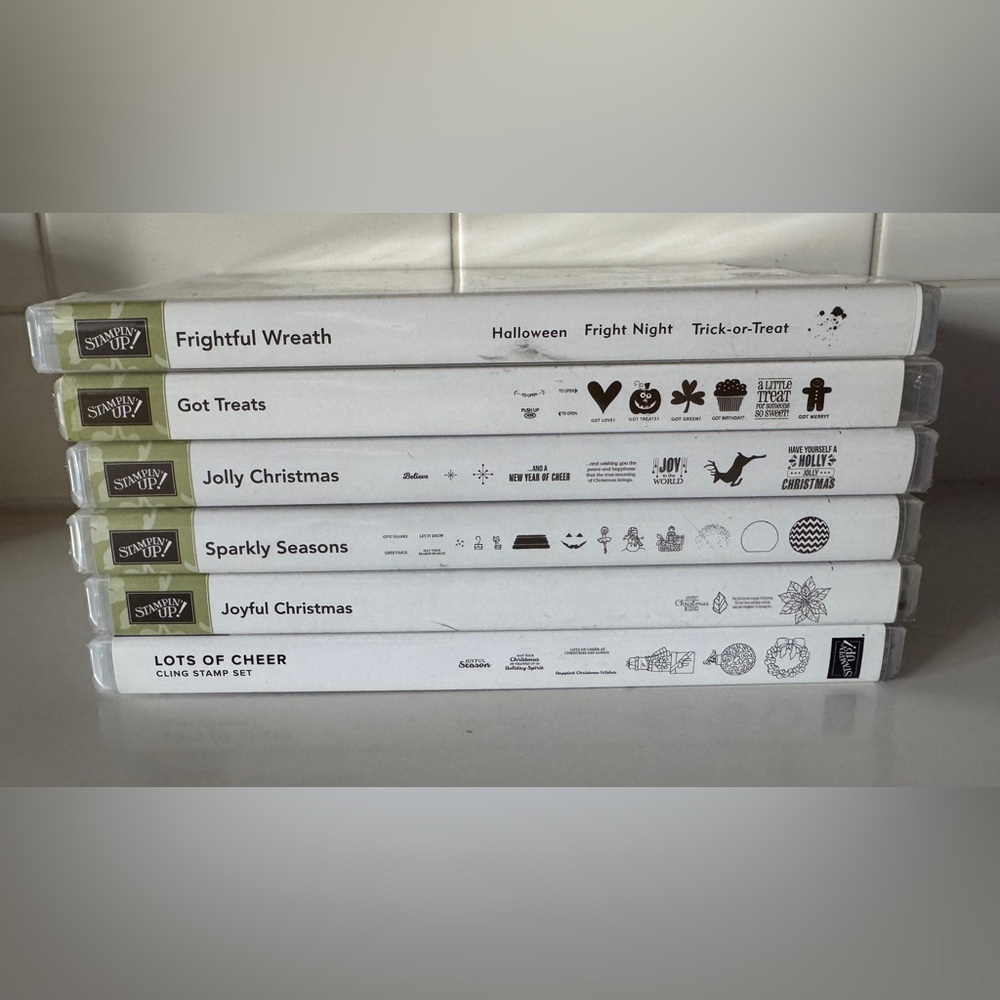 Bundle of 6 Stampin’ Up rubber stamp sets in boxes total 48 stamps